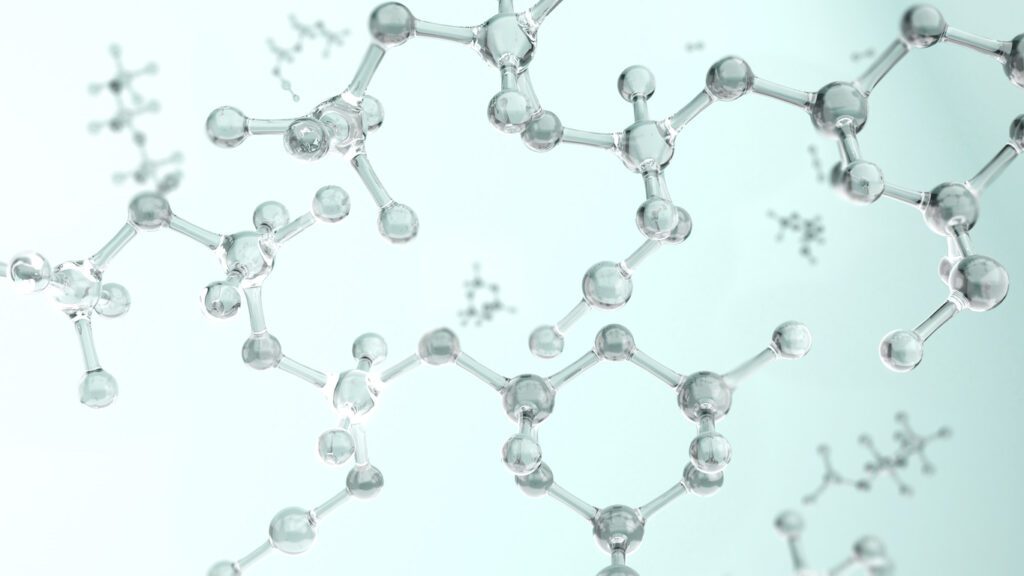 3D molecular model with interconnected atoms