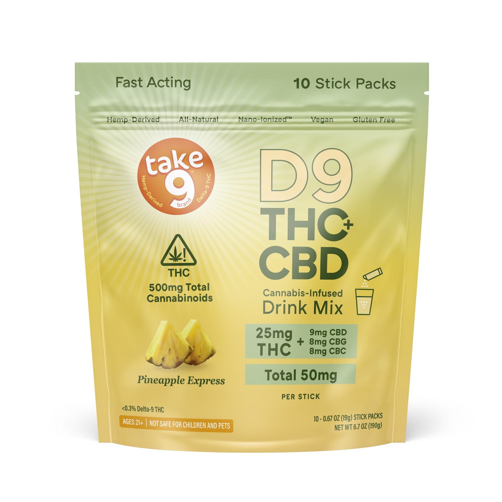 Pineapple Express THC CBD drink mix package.