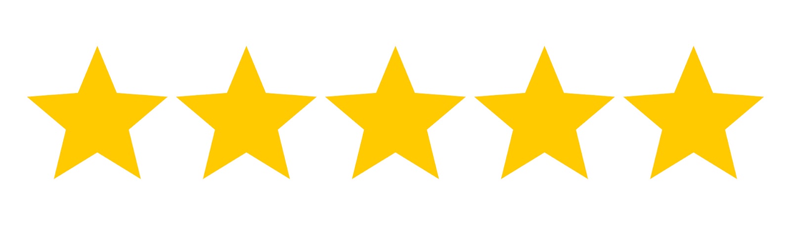 Five yellow stars rating symbol